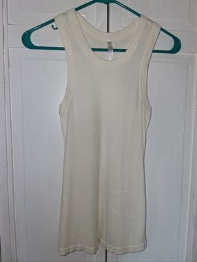 Fabletics Cream Ribbed Tank Top